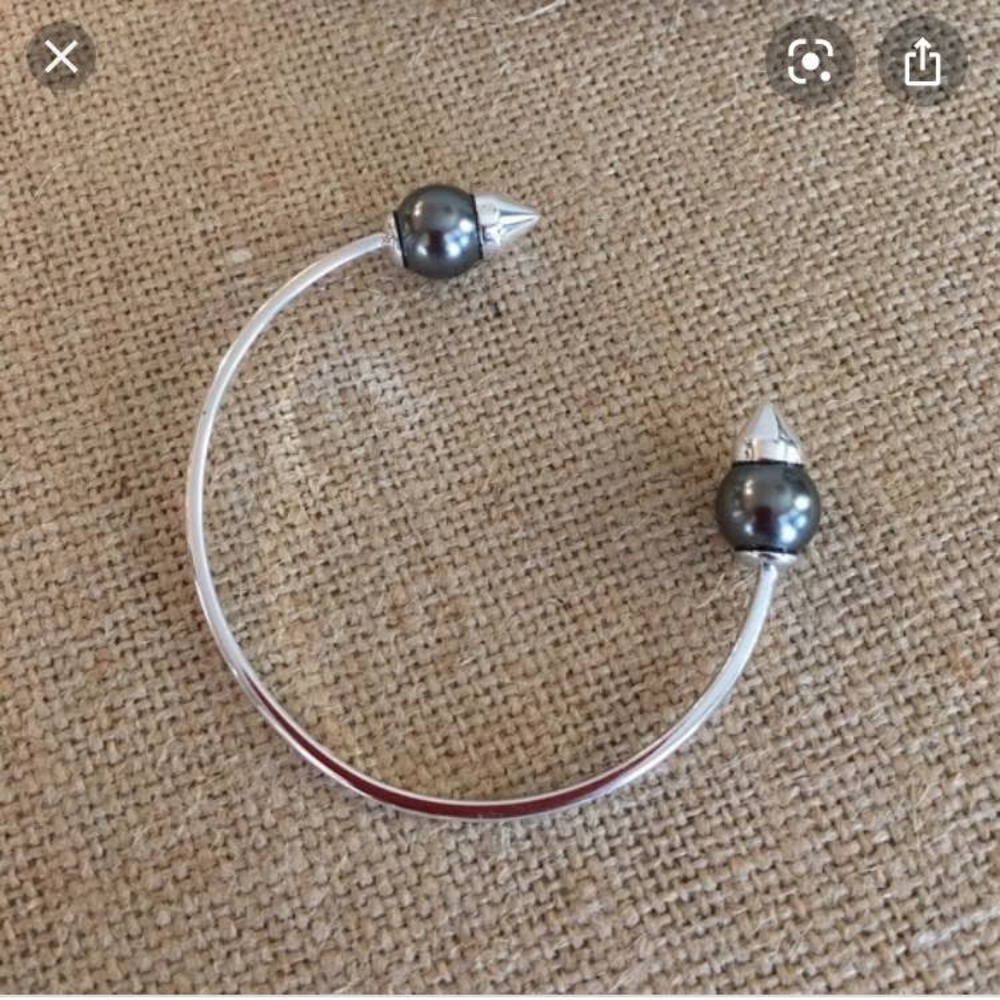 Stella & Dot Silver Spike Pearl Cuff